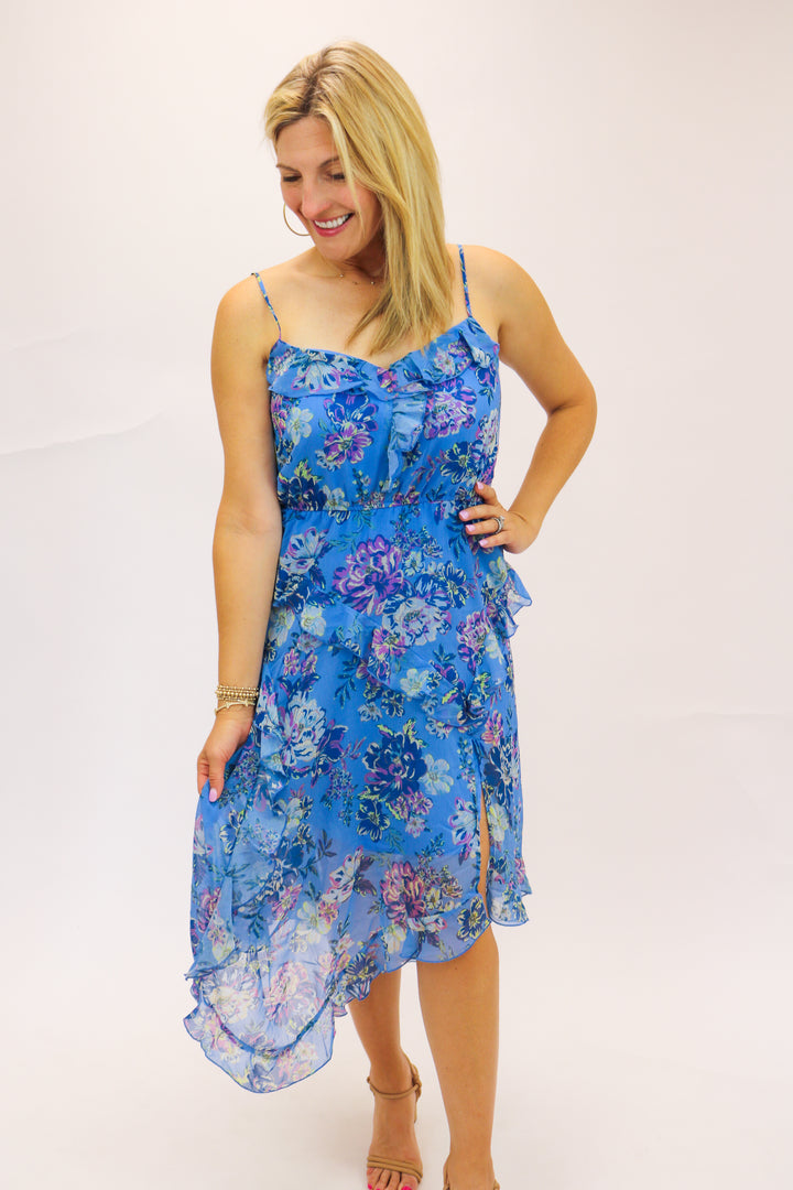 Delphine Dress, Azure Blue