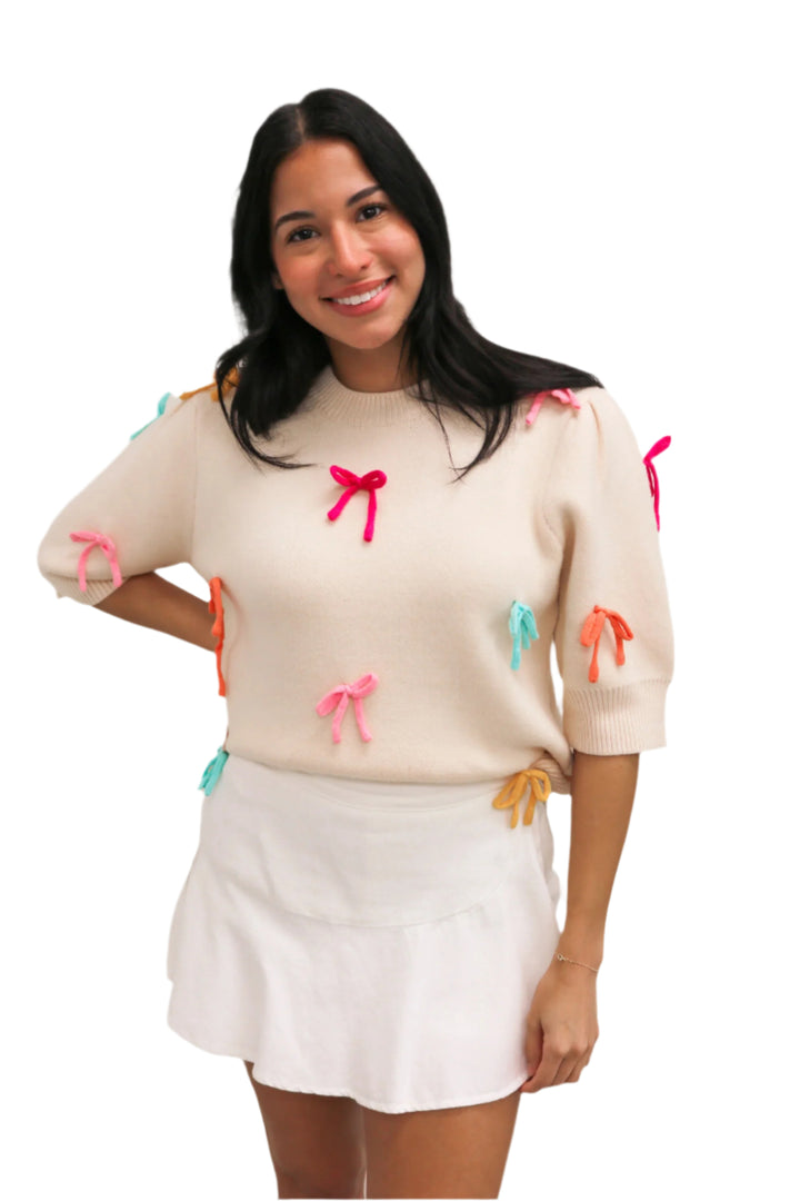 Sugar Rush Bow Sweater, Ivory