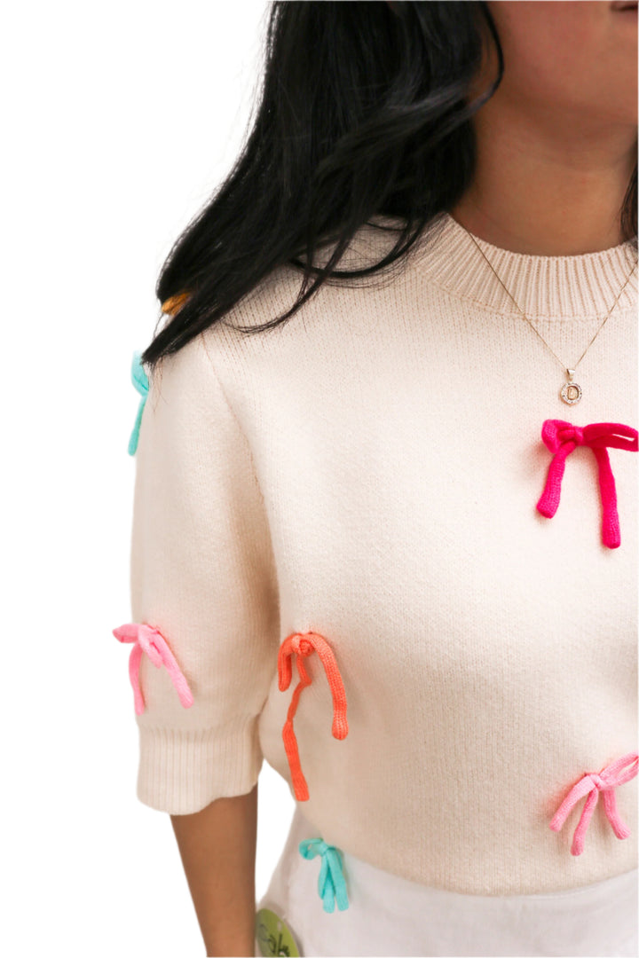 Sugar Rush Bow Sweater, Ivory