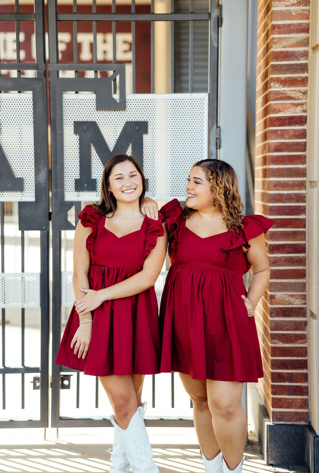 High Tide Ruffle Sleeve Dress, Maroon