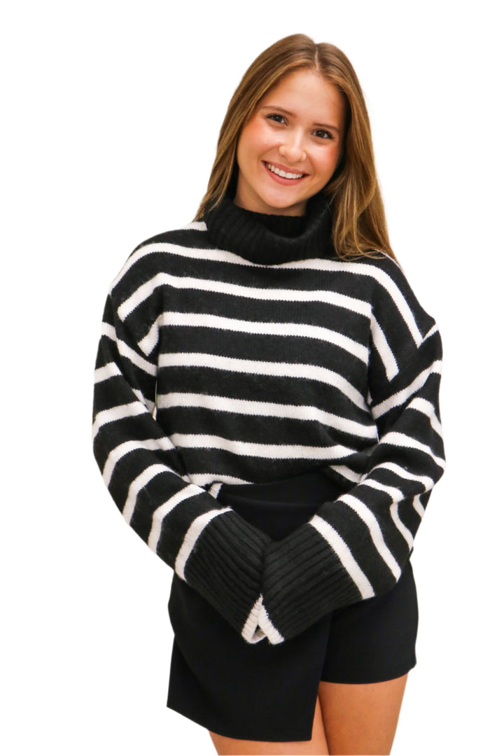 Josephine Stripe Sweater, Black