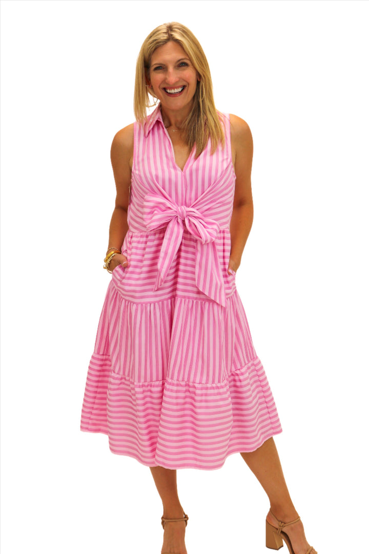 Lost In Love Midi Striped Dress, Pink