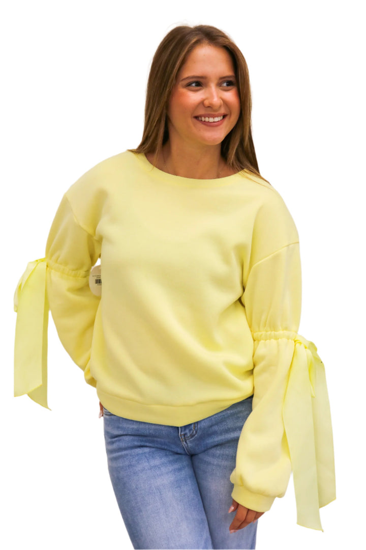 Bring The Sunshine Bow Sweatshirt, Yellow