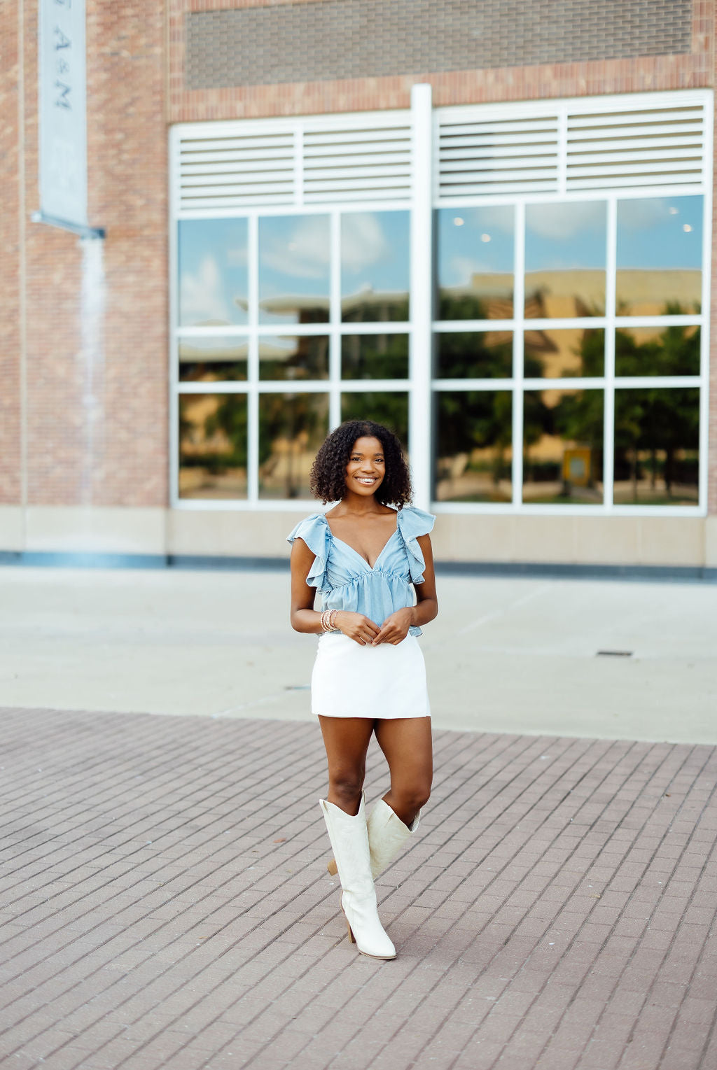 Easy Going Denim Tie Back Top