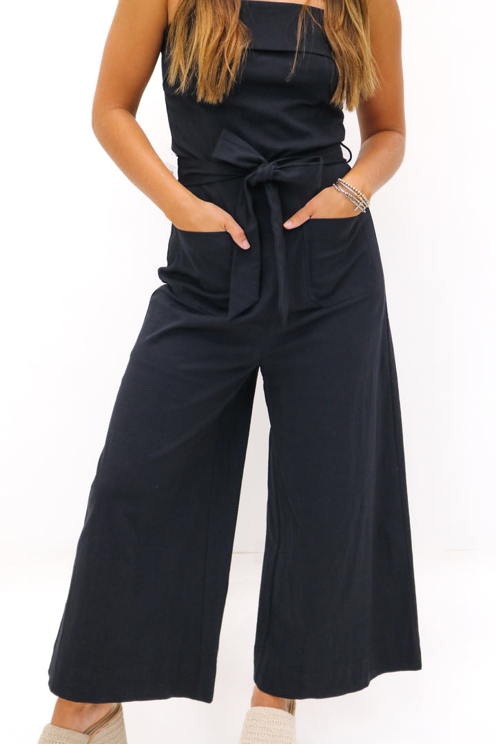 Keep To Myself Black Strapless Jumpsuit