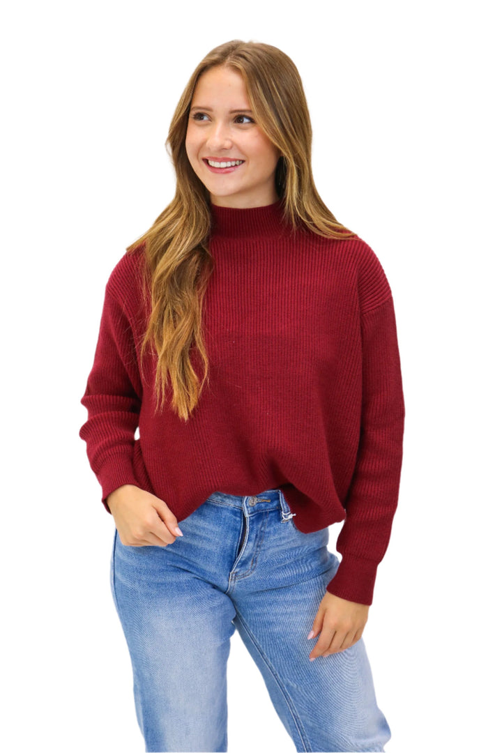 Britton Relaxed Sweater, Maroon