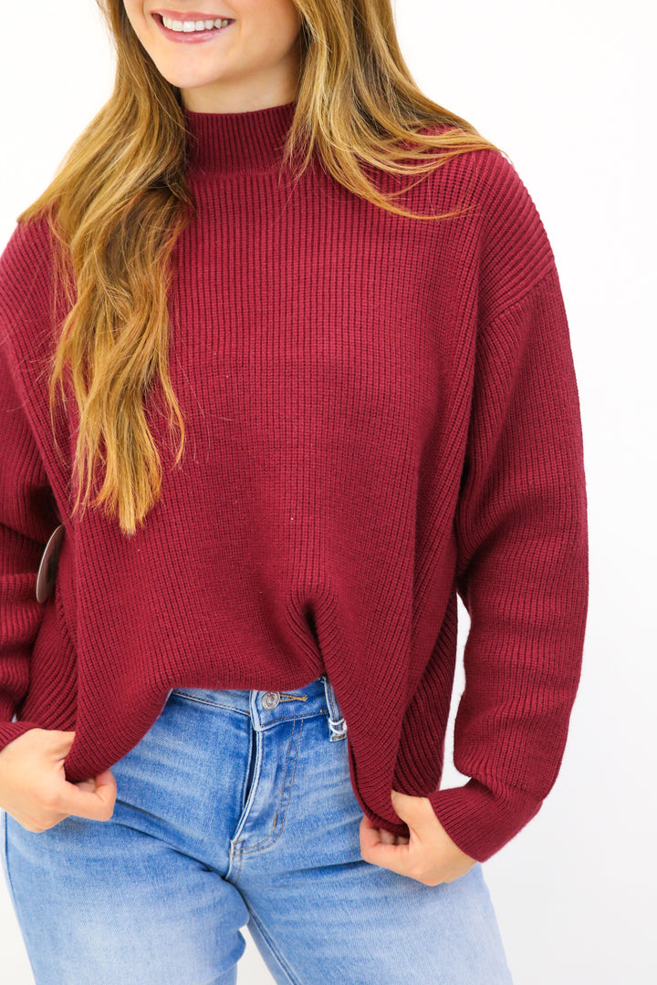 Britton Relaxed Sweater, Maroon