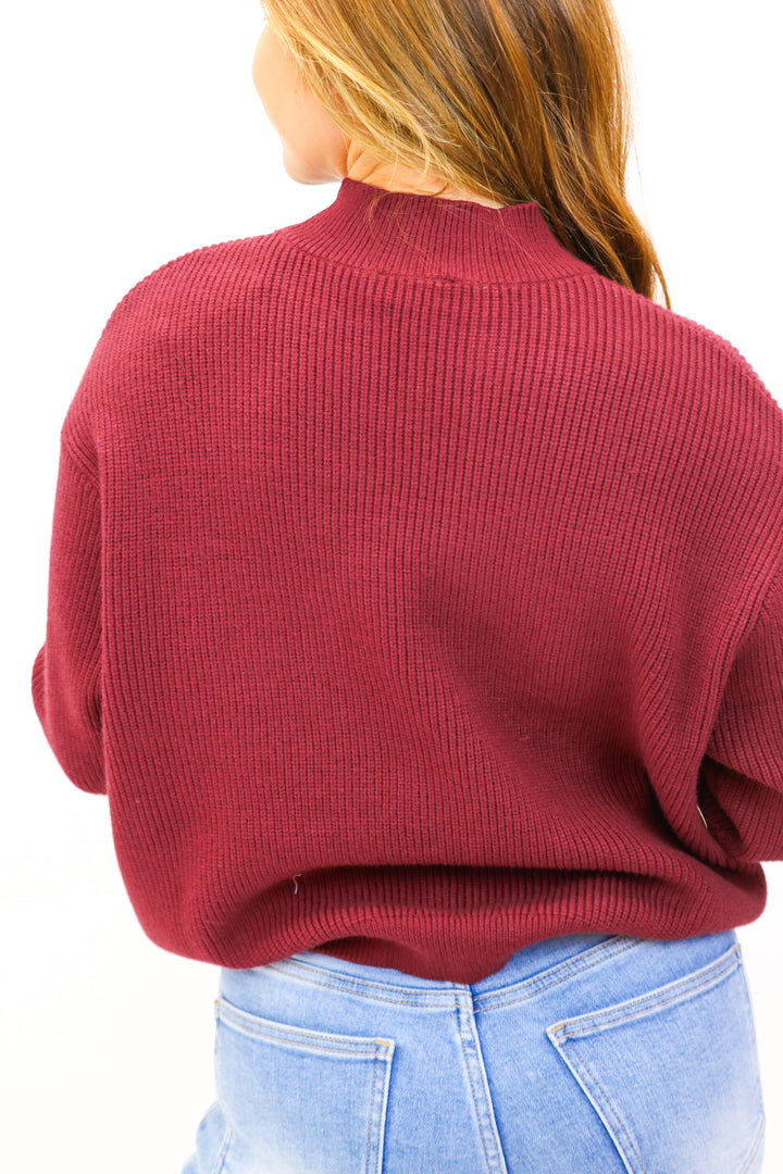 Britton Relaxed Sweater, Maroon