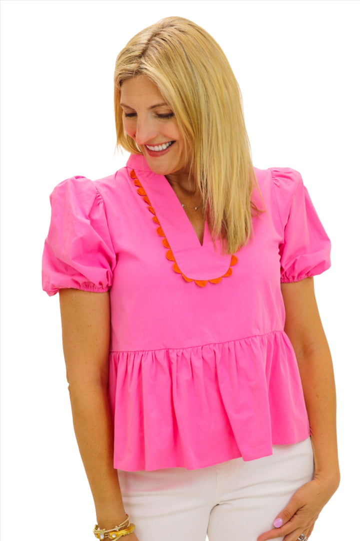 Tea Time Peplum Top, Pink