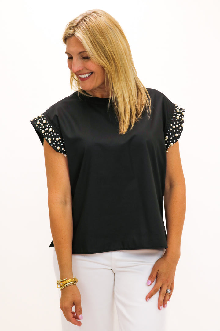 Just A Feeling Embellished Top, Black