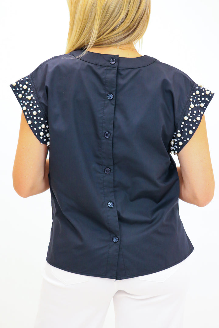 Just A Feeling Embellished Top, Black