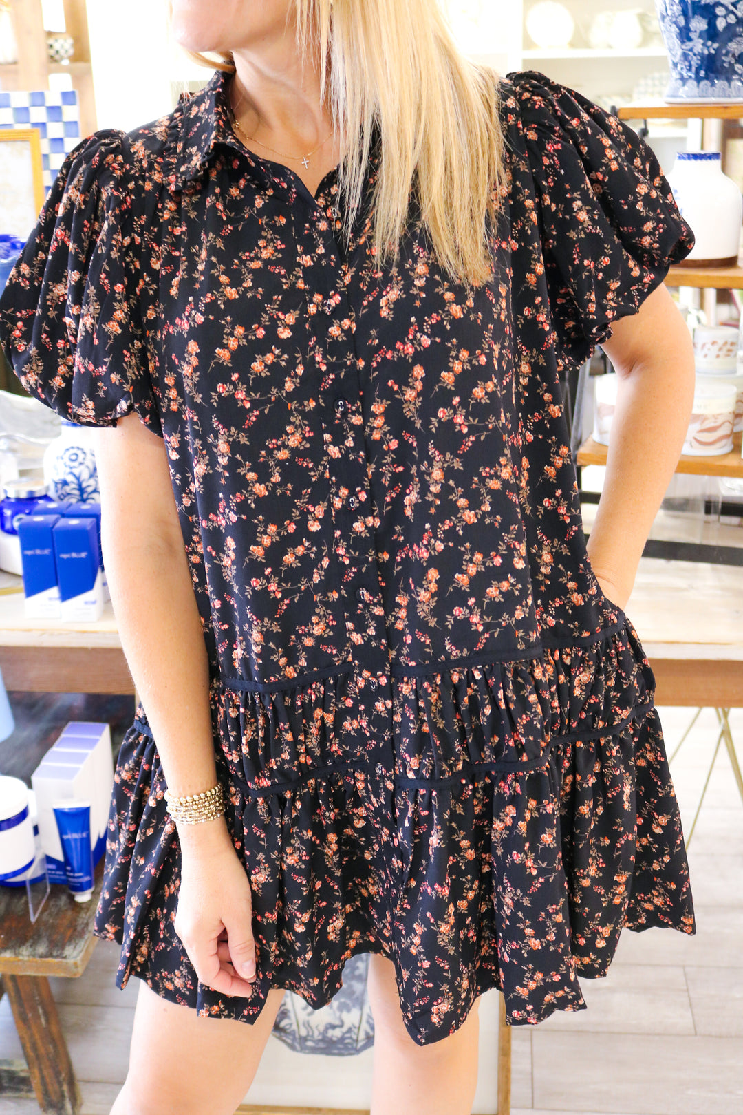 Easy Come, Easy Go Button Down Floral Dress