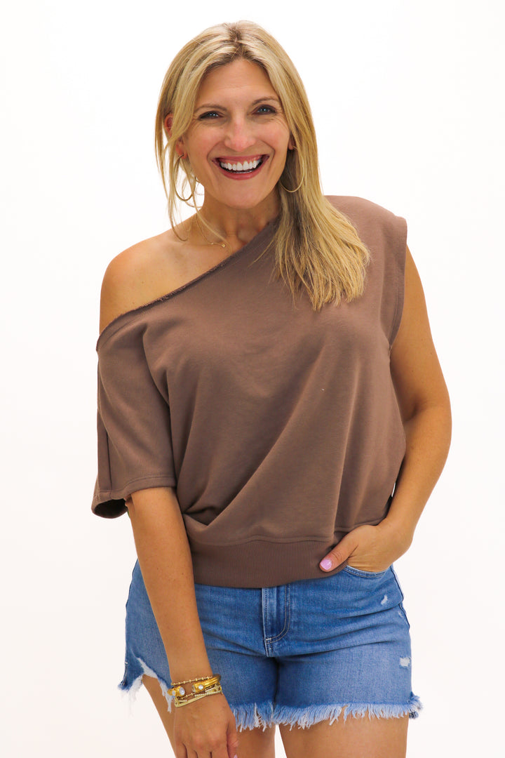 Sarah Off The Shoulder Top, Brown