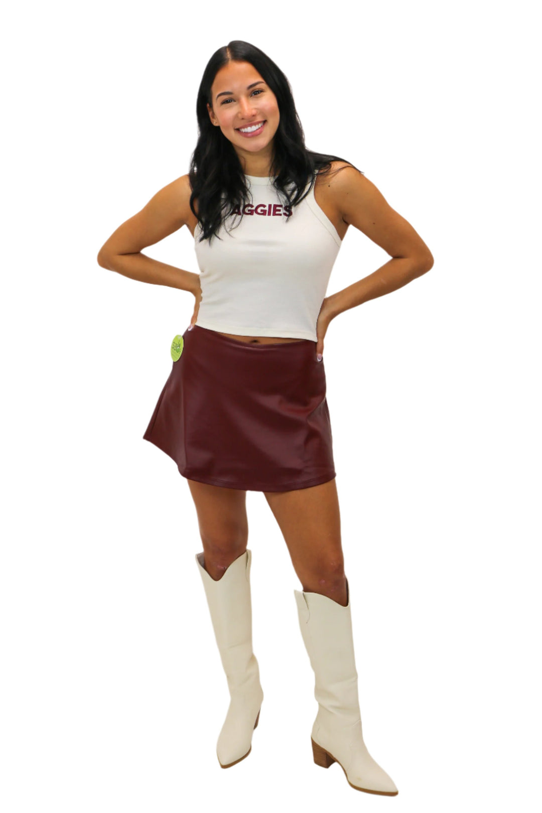 Gwen Faux Leather Mini Skirt, Maroon