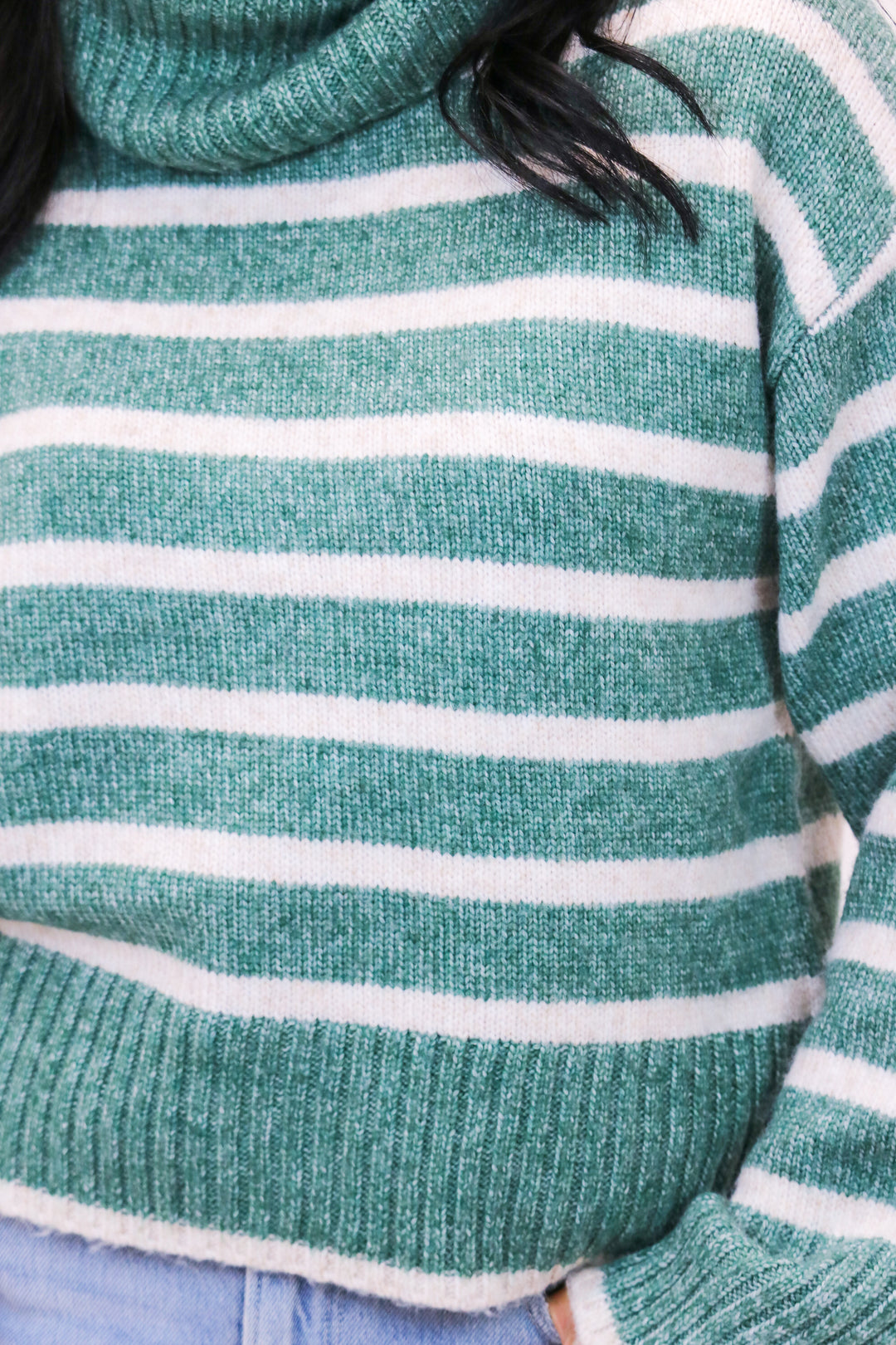 Josephine Stripe Sweater, Evergreen