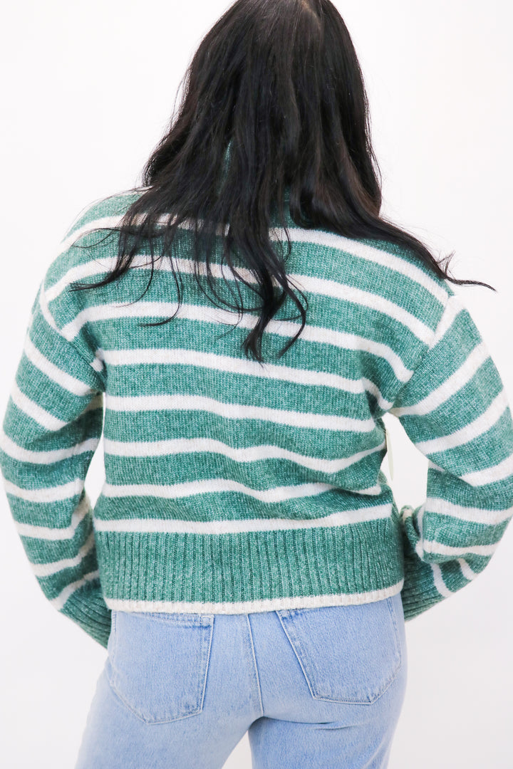 Josephine Stripe Sweater, Evergreen