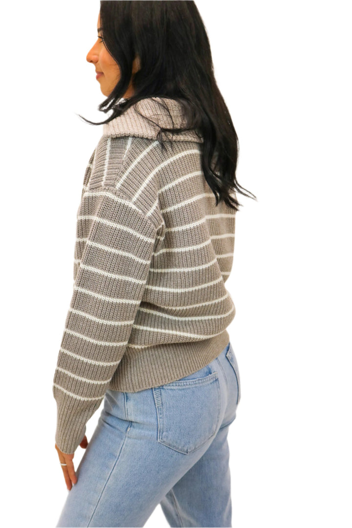 Villa Half Zip Sweater, Heather Taupe