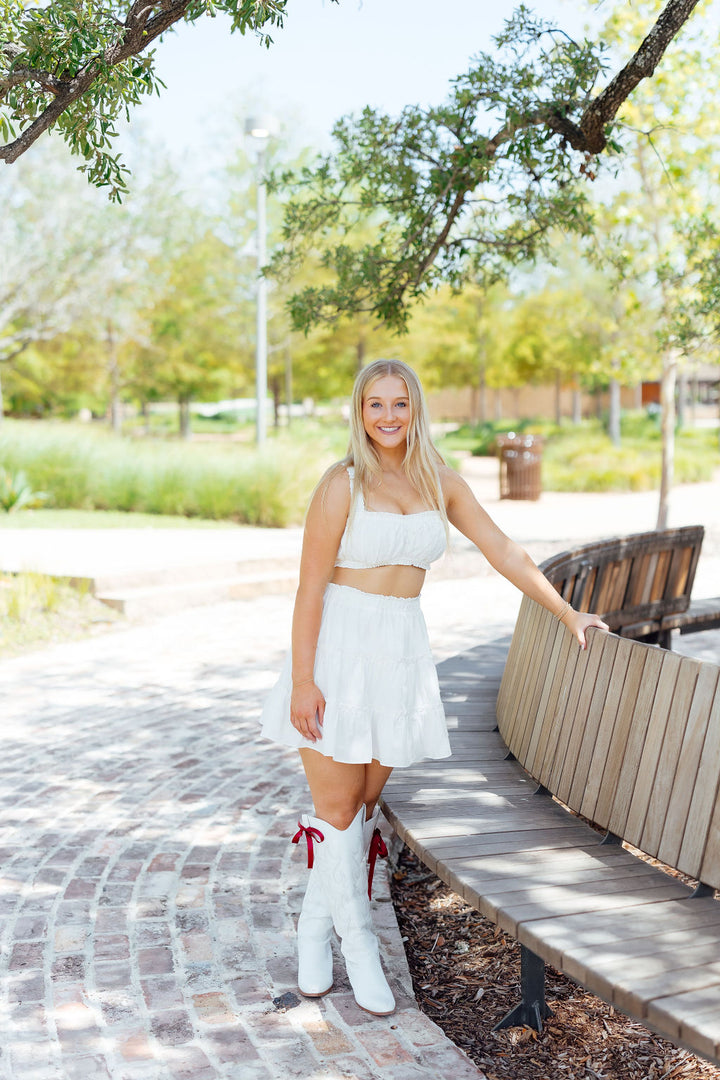 Set The Bar Sweetheart Cropped Top