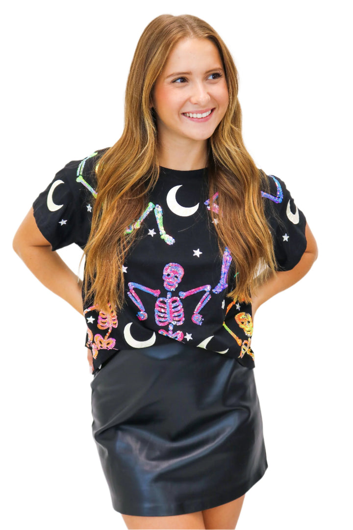 Black & Multi Dancing Skeleton Tee