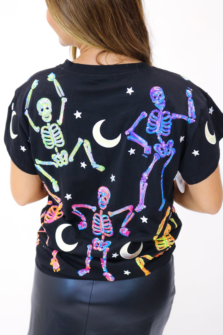 Black & Multi Dancing Skeleton Tee