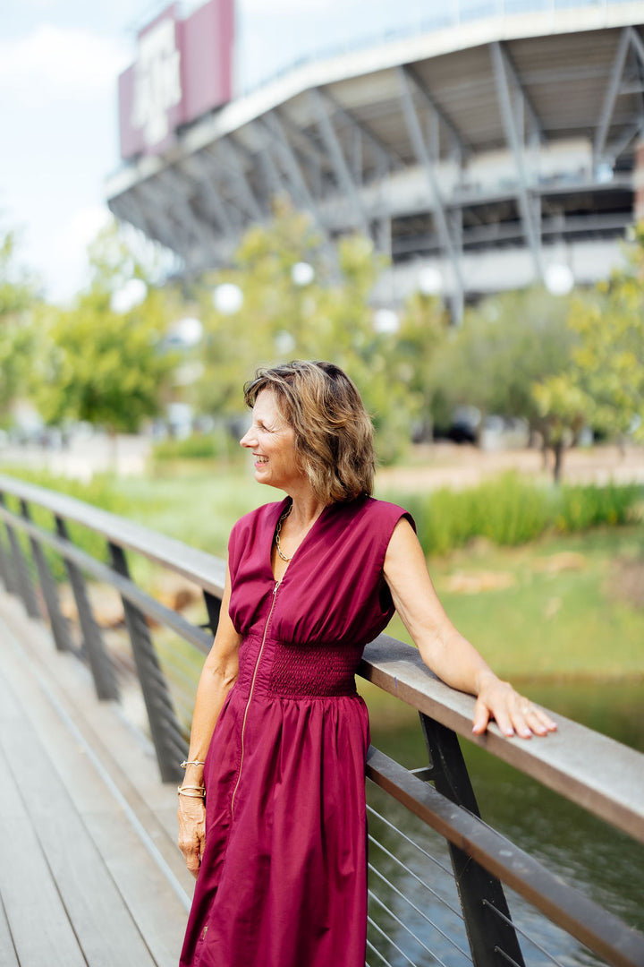 In Charge Zip Front Dress, Maroon