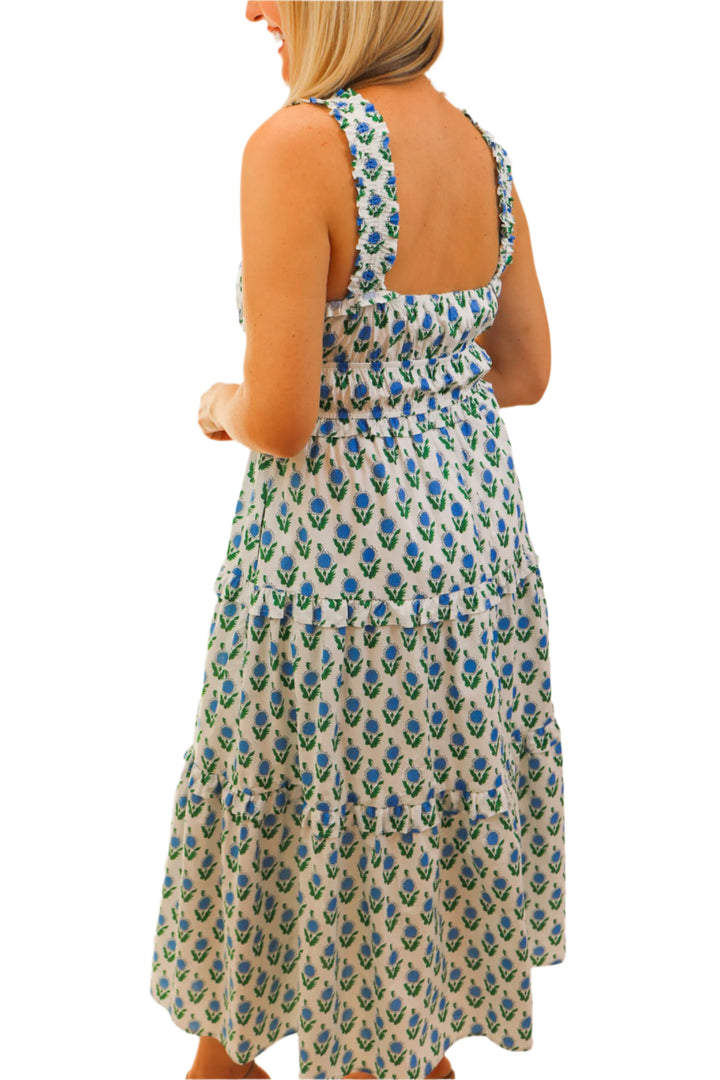 Flower Shop Midi Dress, Blue/Green