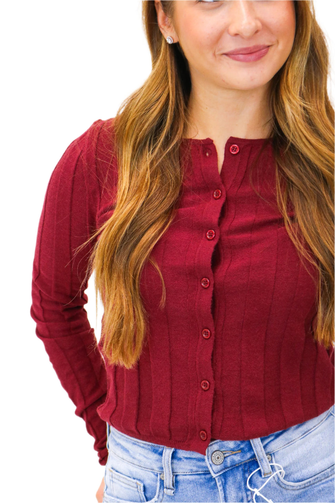 Call Me Out Button Down Ribbed Cardigan, Maroon