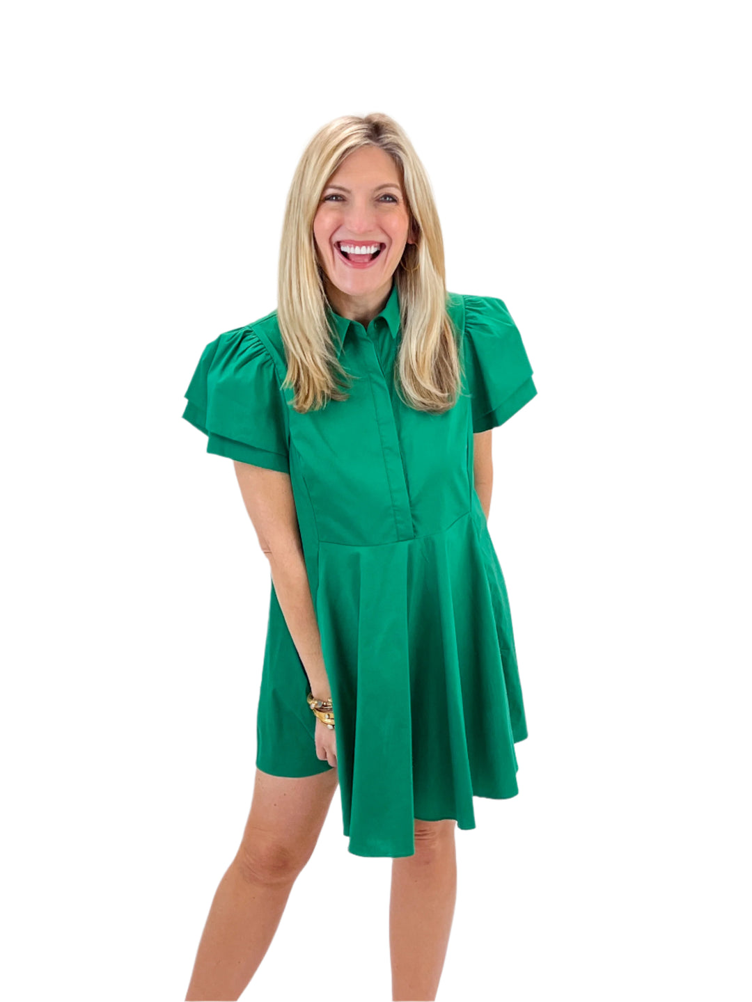 Blooming Love Peplum Shirt Dress, Green