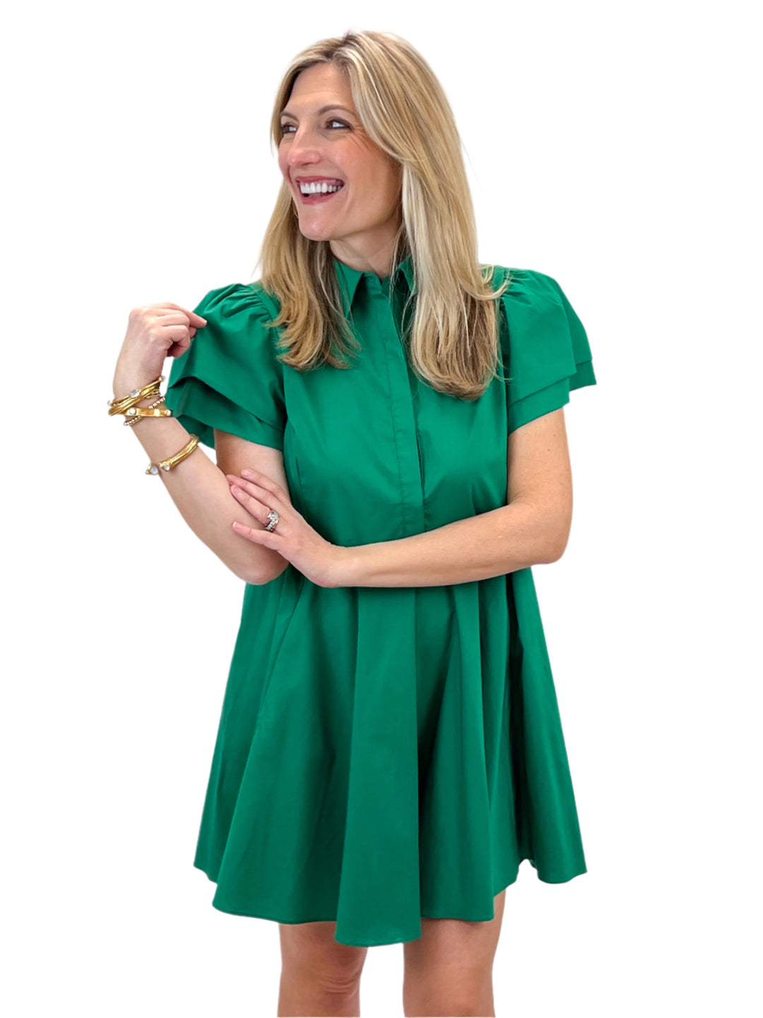 Blooming Love Peplum Shirt Dress, Green