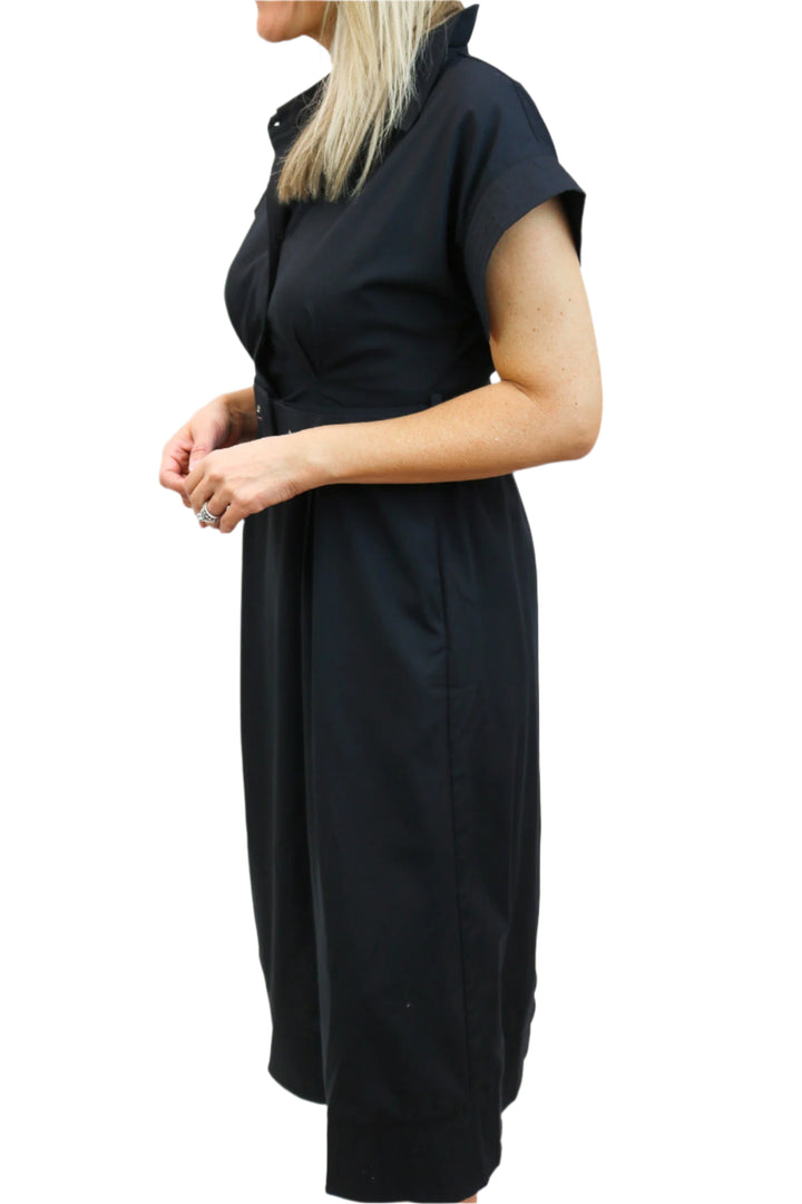 High Class Belted Midi Dress, Black