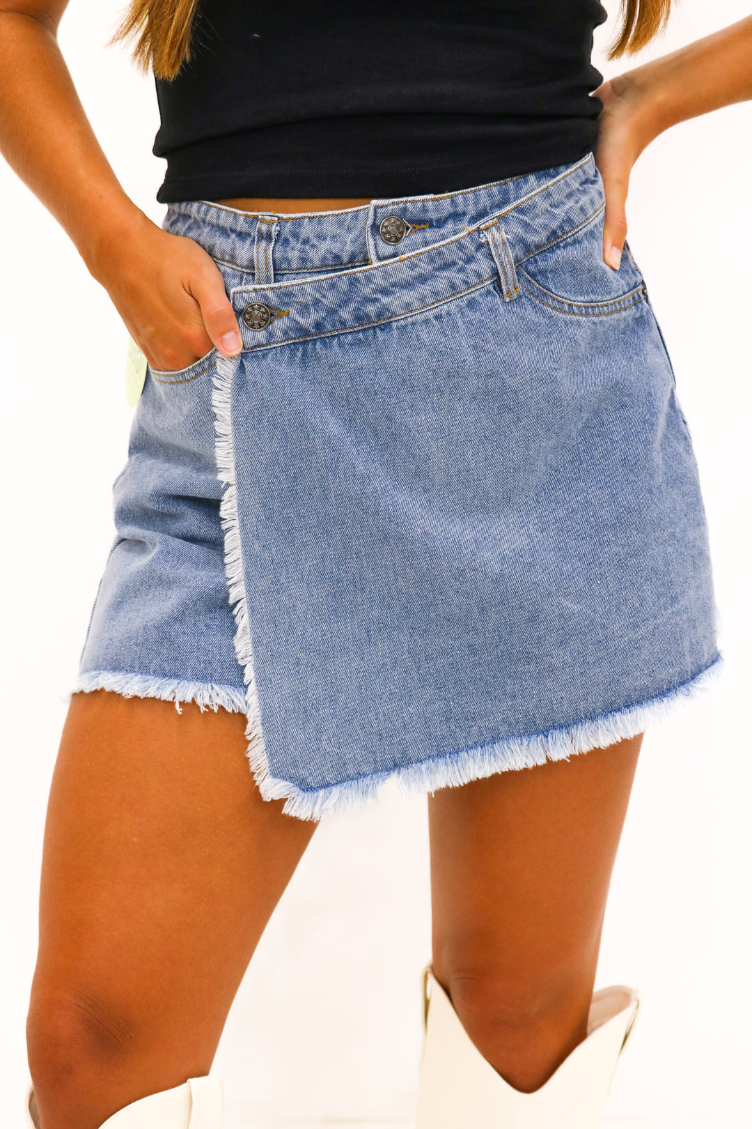 One And Only Overlap Mini Skort, Denim