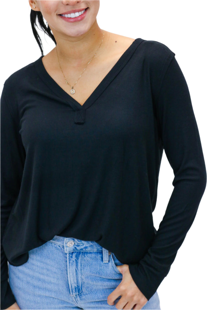 Elton Rib Top, Black