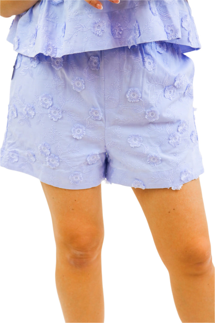 Donna Floral Shorts, Periwinkle Blue