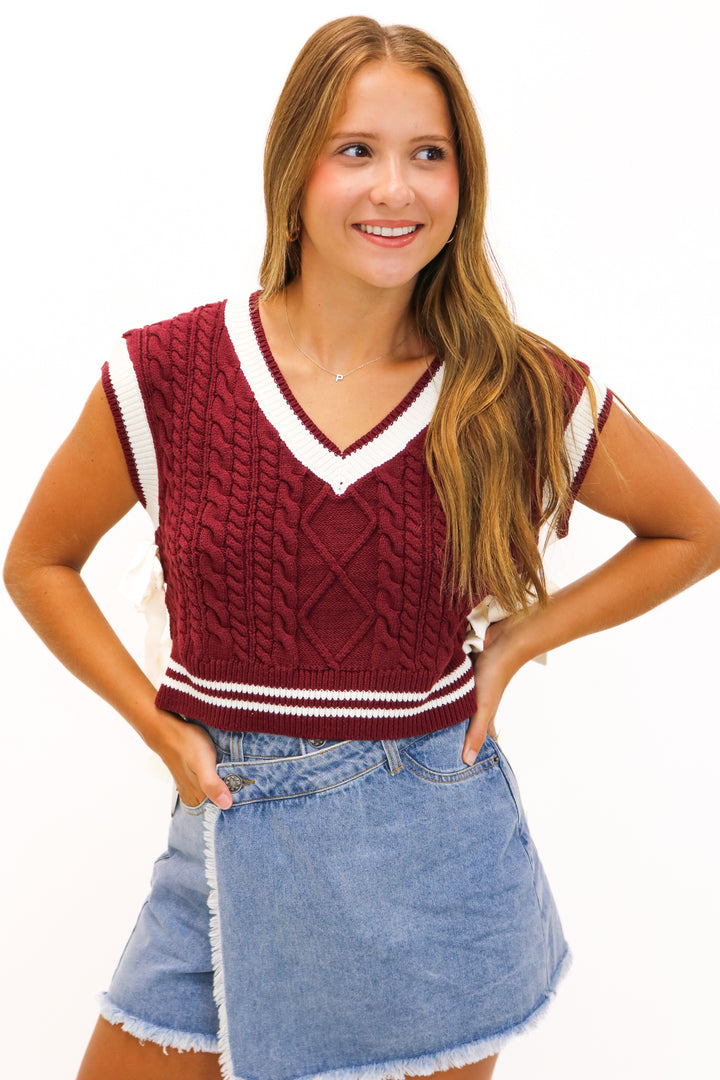 Crowd Goes Wild Sweater Vest, Maroon