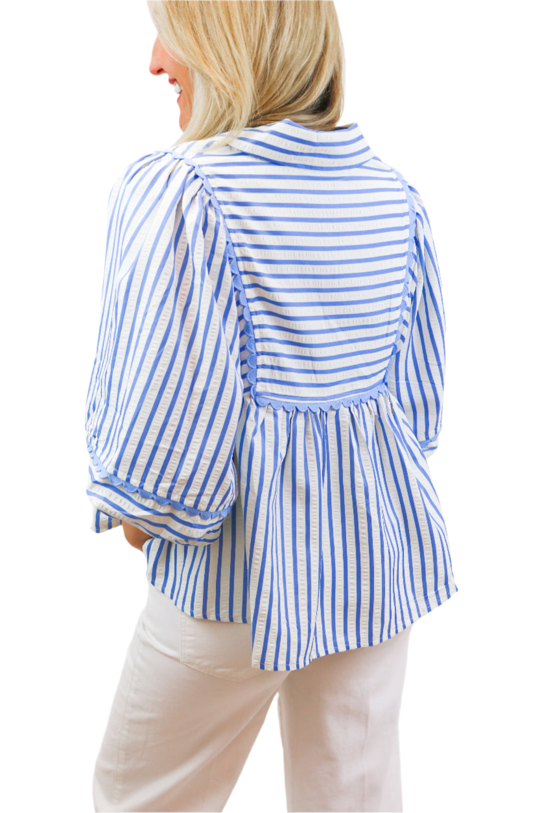 Set Sail Striped Top, Blue/Ivory