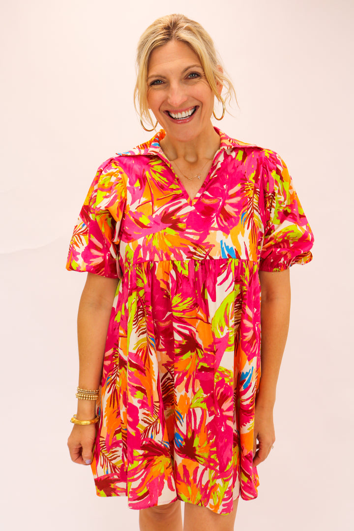 Fleur Dress, Rosa Tropicale