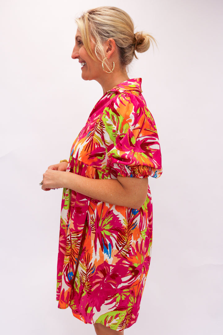 Fleur Dress, Rosa Tropicale