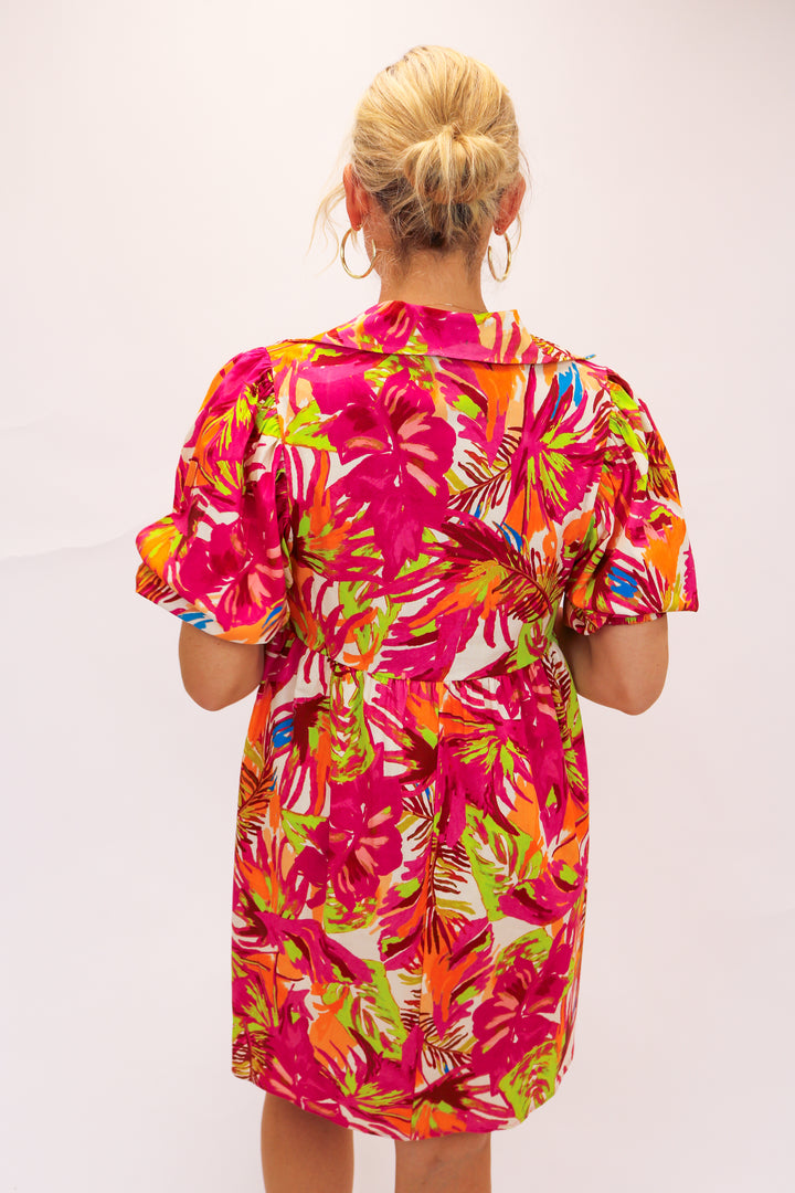 Fleur Dress, Rosa Tropicale