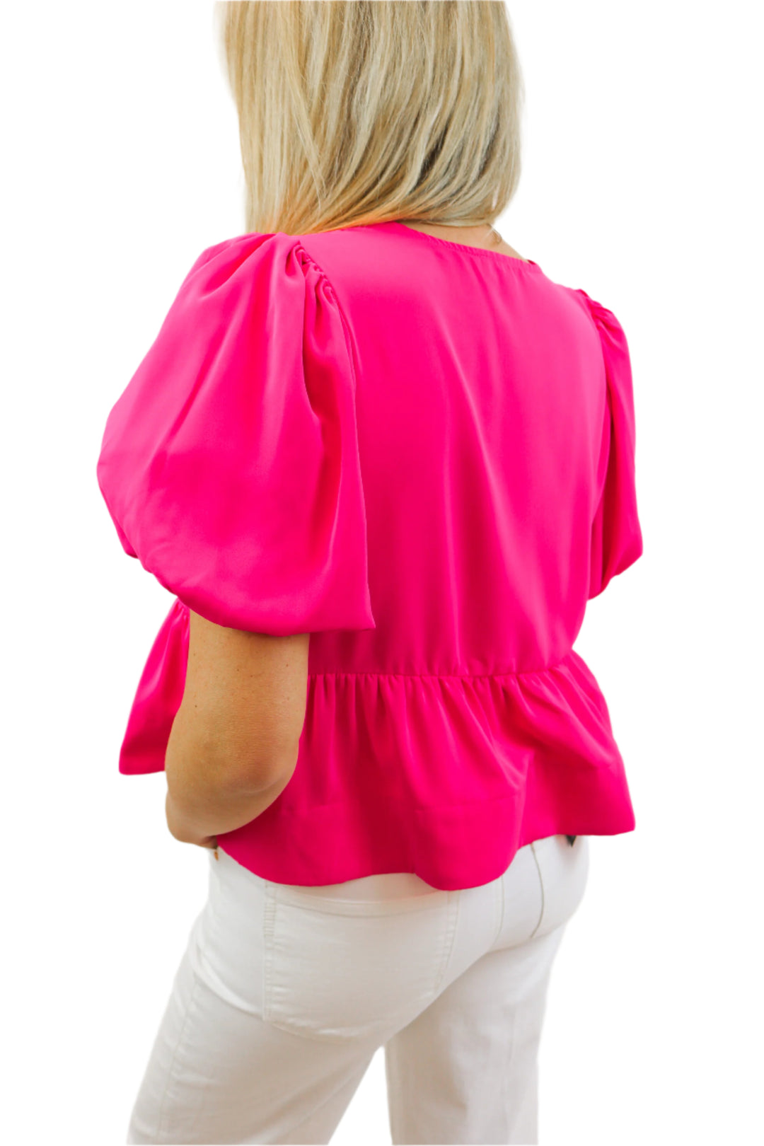 Here And Now Bow Front Top, Hot Pink