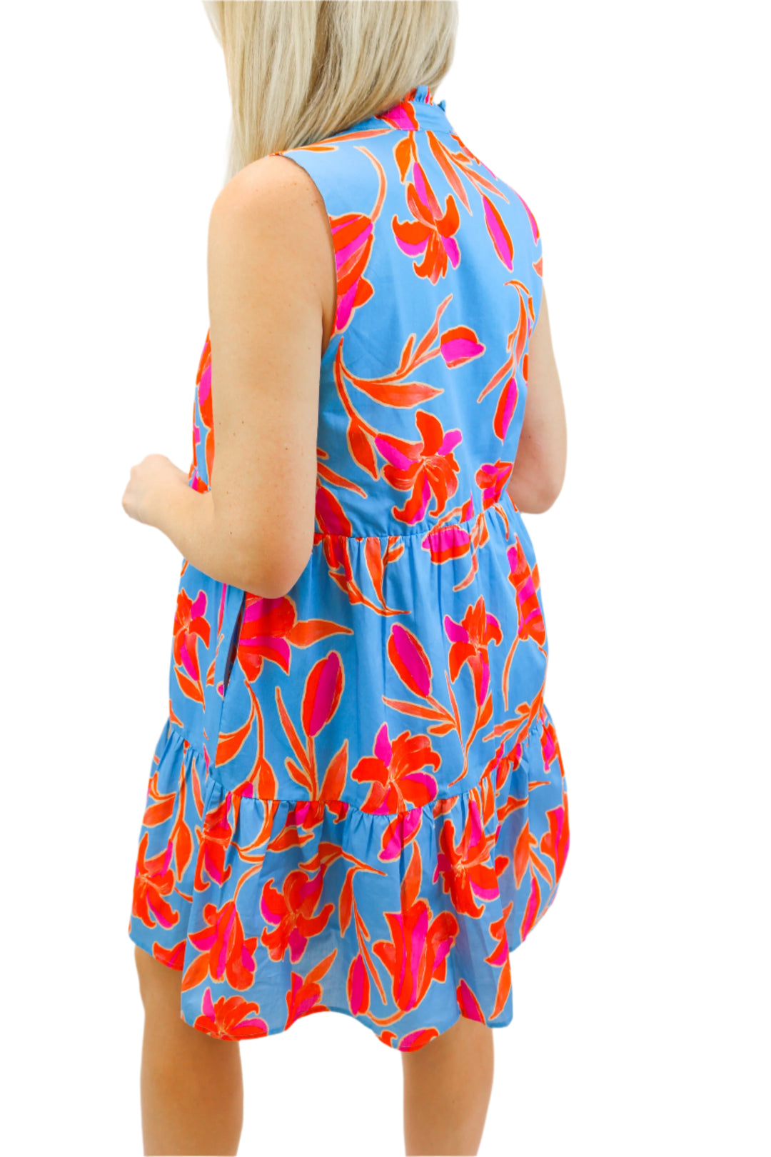 Bora Bora Mini Dress, Blue/Orange Combo