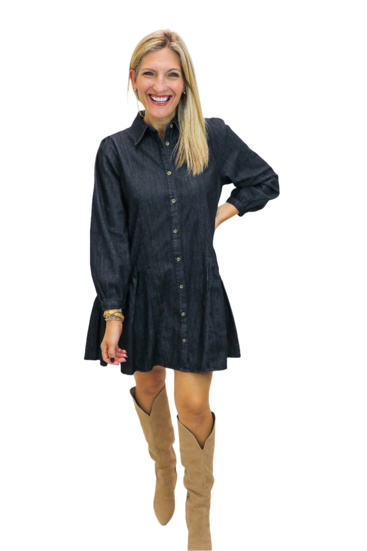 Timeless Beauty Denim Dress, Black