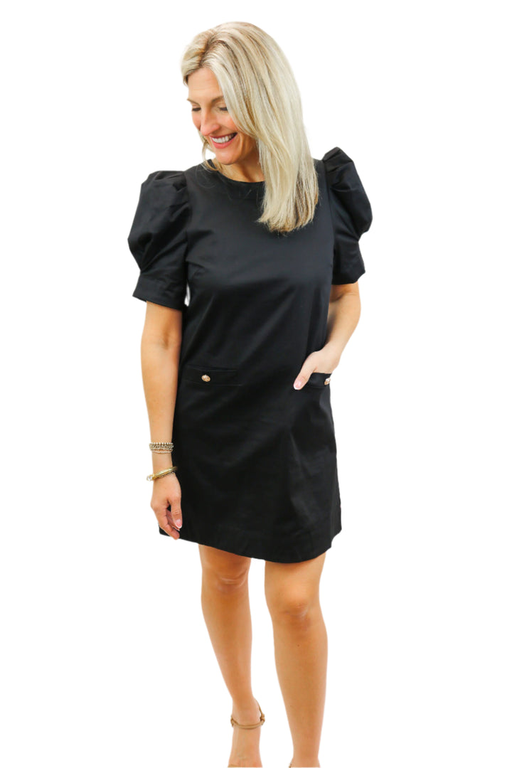 Pop Into Action Shift Dress, Black