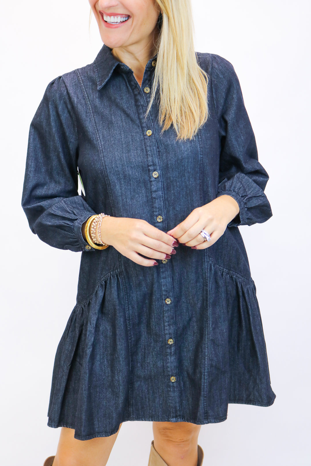 Timeless Beauty Denim Dress, Black