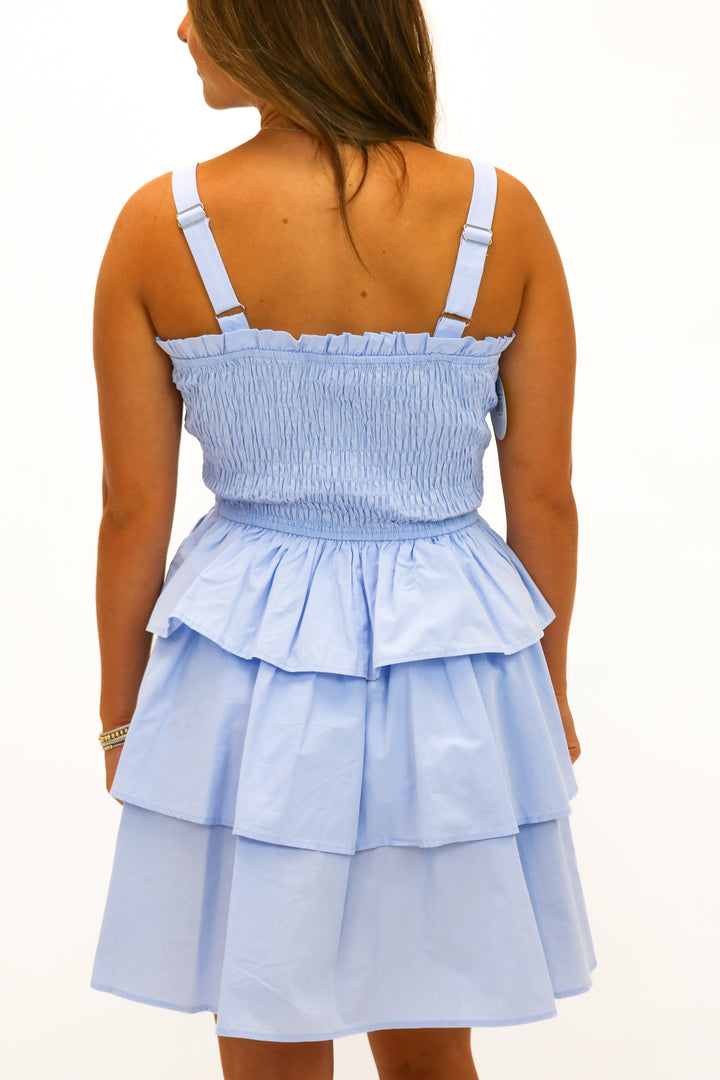 Flying High Smocked Bow Dress, Blue