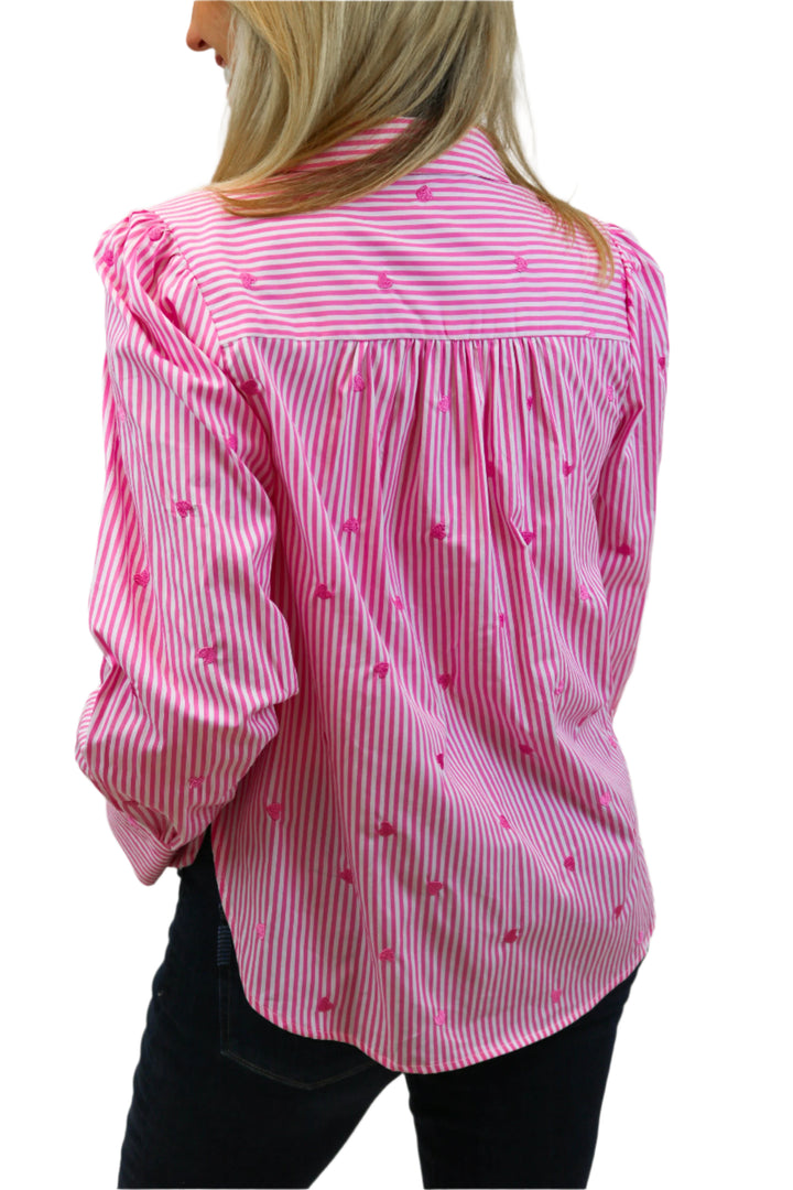 Heart On My Sleeve Pinstripe Button Down, Pink