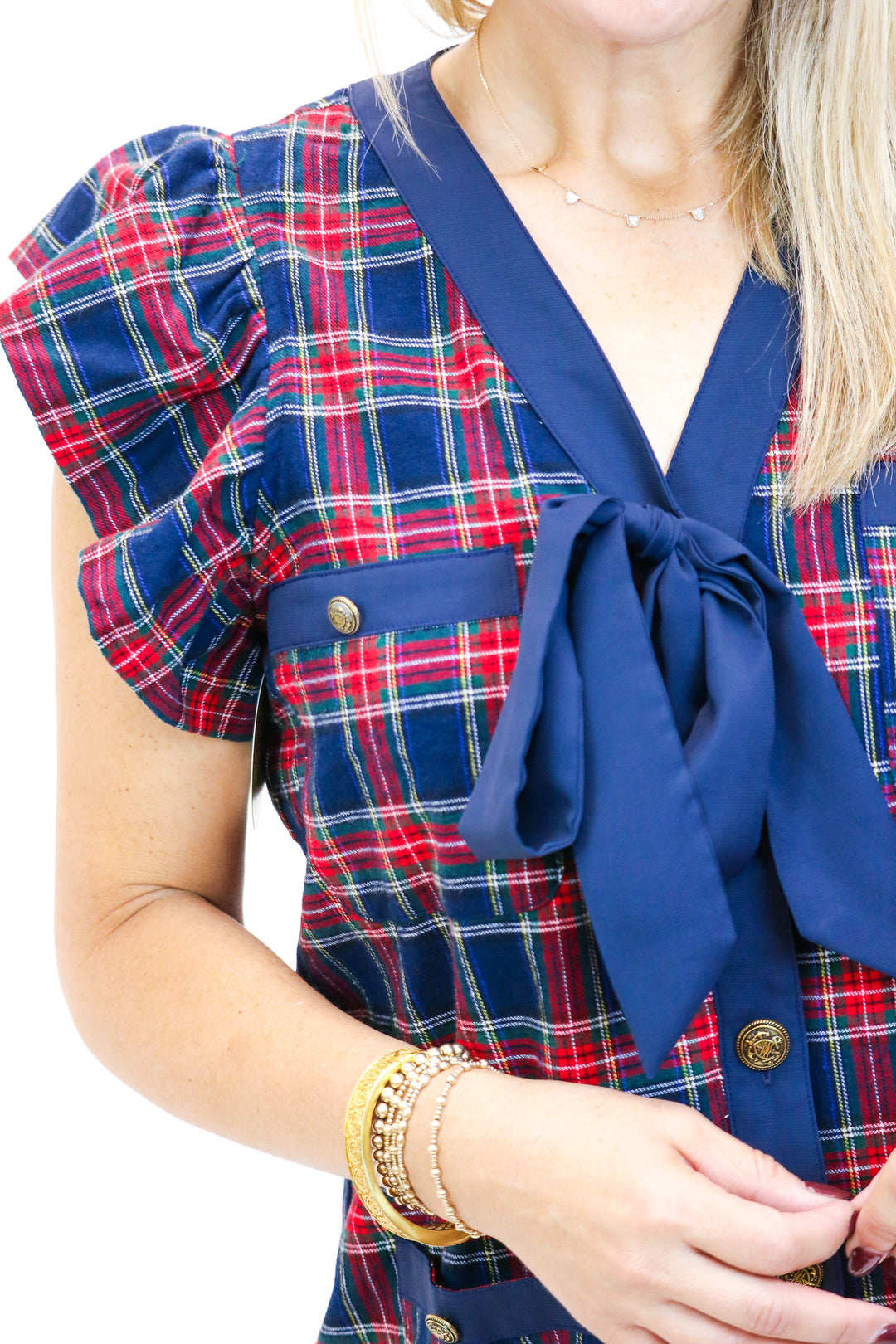 Dressed To Impress Plaid Dress, Navy