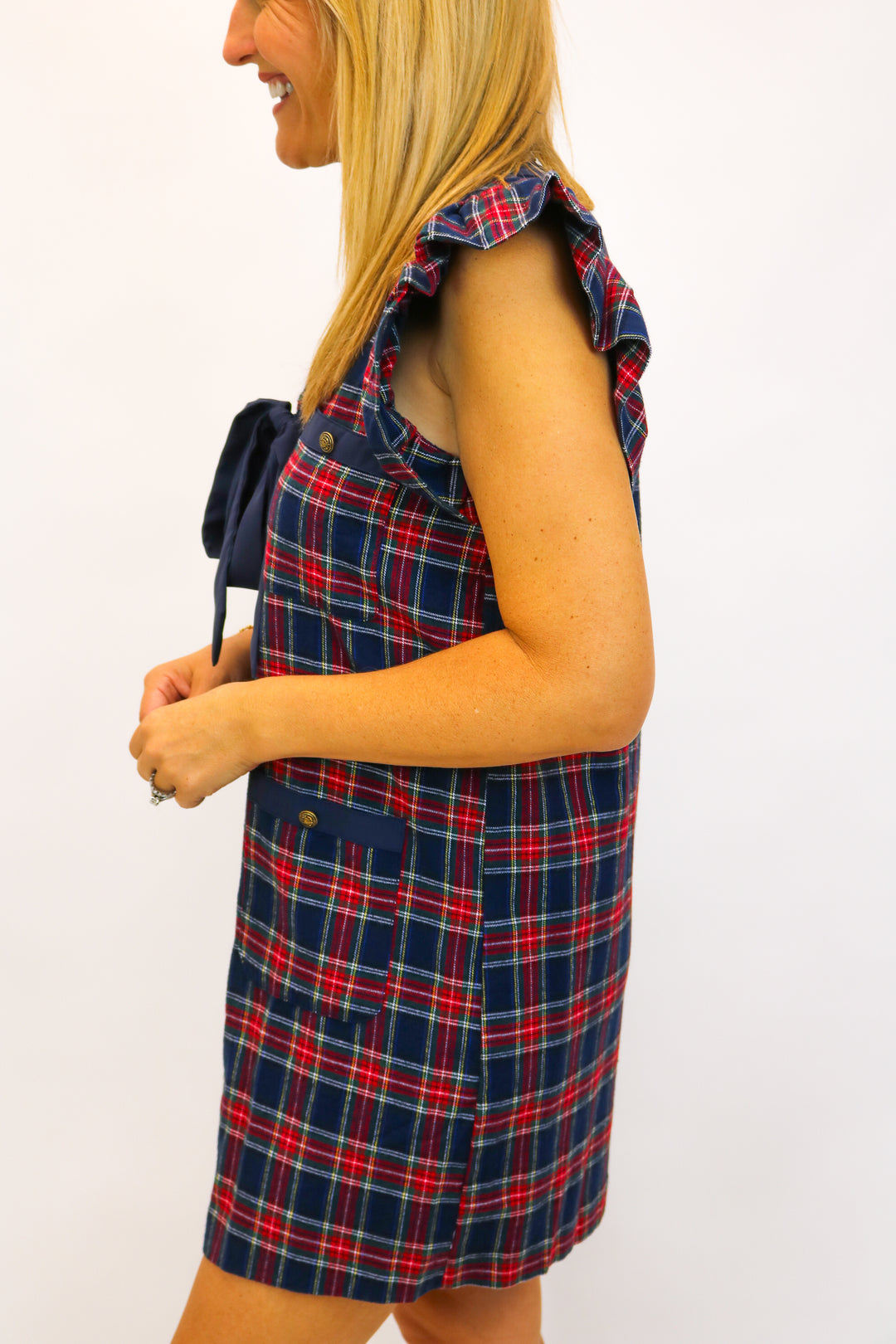 Dressed To Impress Plaid Dress, Navy