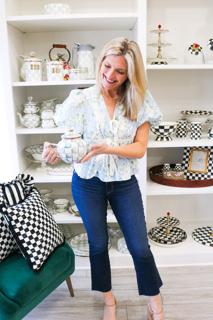 Let It Be Puff Sleeve Top, Green Combo