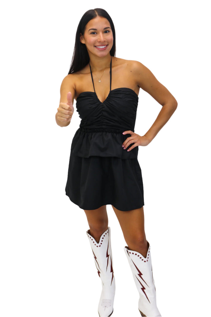 Remi Halter Romper, Black