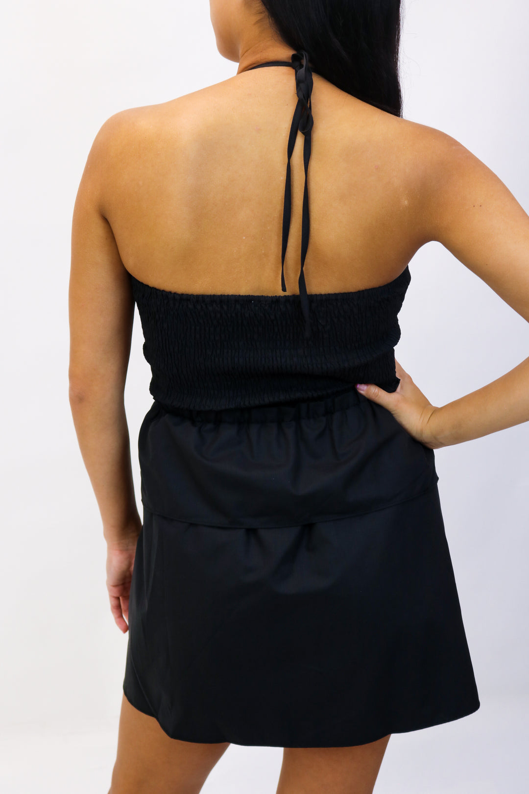 Remi Halter Romper, Black